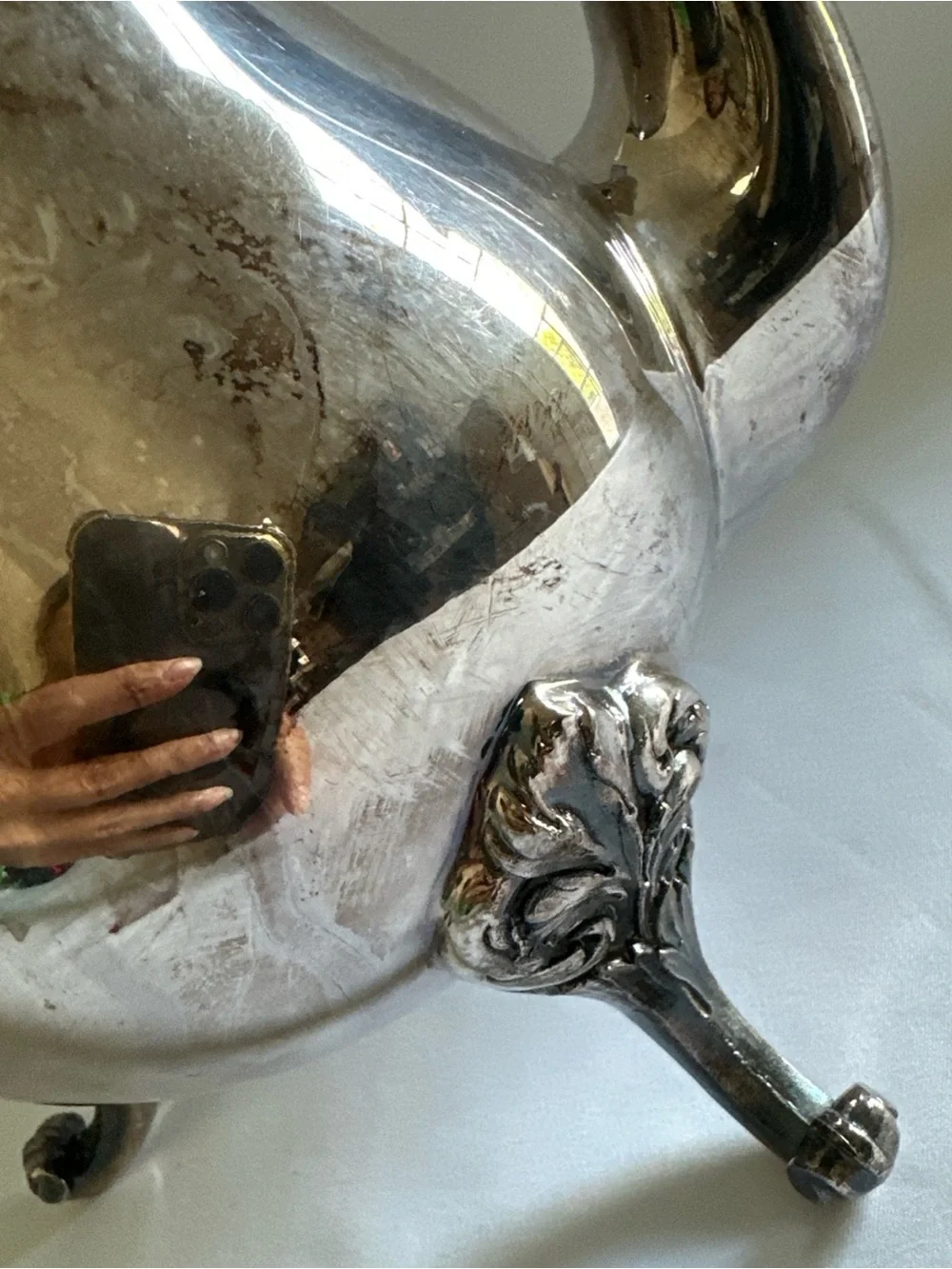 Christofle coffee or tea pot silver plated marly pattern 8”